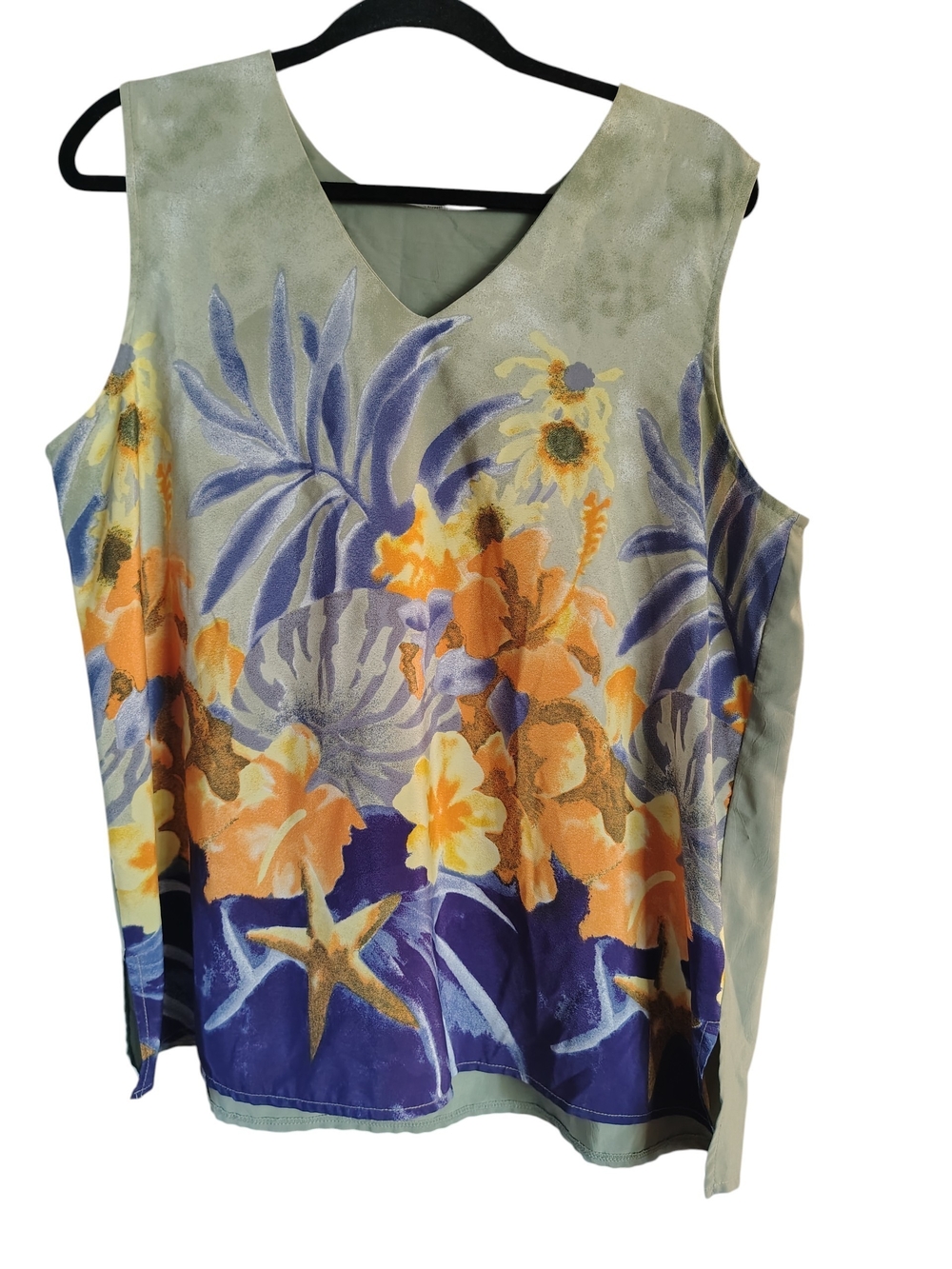 Bantry Bay by LeBoff Floral Sleeveless Top Sage Purple Fall Layering